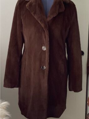 CAbi Plush Brown Teddy Jacket with Button Front
